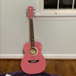 AURORA hand painted pink sparkley guitar